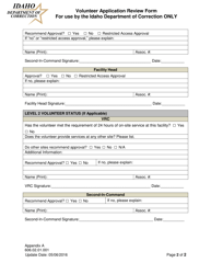 Appendix A Volunteer Application Review Form - Idaho, Page 2