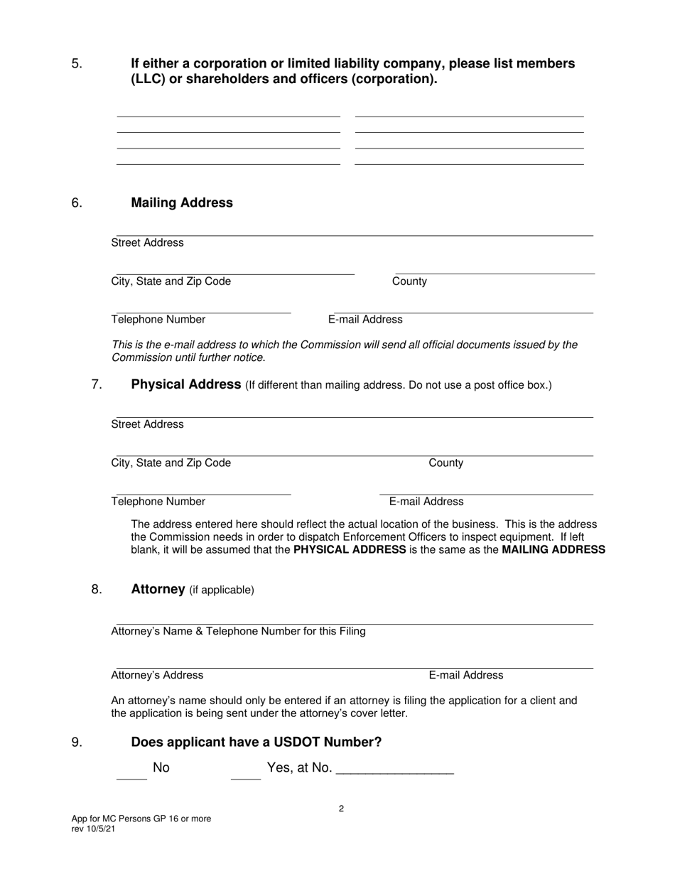 Application for Motor Common Carrier of Persons in Group and Party Service of 16 or More Passengers, Including the Driver - Pennsylvania, Page 4