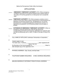 Emergency Temporary Authority Application - Pennsylvania, Page 3