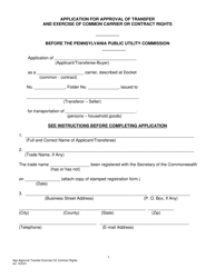 Application for Approval of Transfer and Exercise of Common Carrier or Contract Rights - Pennsylvania, Page 2