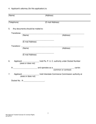 Application for Approval of Transfer and Exercise of Common Carrier or Contract Rights - Pennsylvania, Page 3