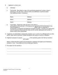 Application for Approval of Transfer and Exercise of Common Carrier or Contract Rights - Pennsylvania, Page 4