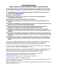 Document preview: Application for Motor Common Carrier of Persons in Airport Transfer Service - Pennsylvania