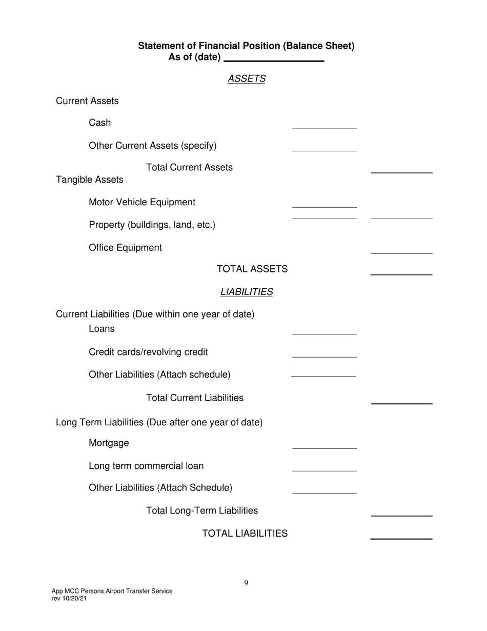 Application for Motor Common Carrier of Persons in Airport Transfer Service - Pennsylvania, Page 11