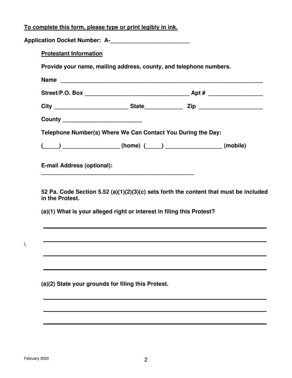 Protest to an Application - Pennsylvania, Page 2