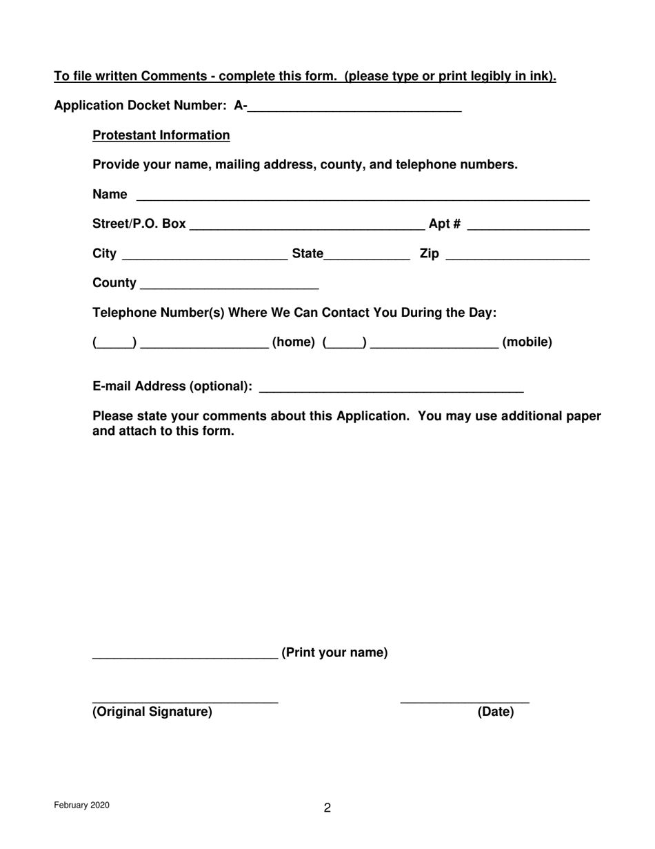 Comments to an Application - Pennsylvania, Page 2