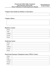 Interconnected Voip Provider 30-day Notification of Numbering Resource Request - Pennsylvania, Page 2