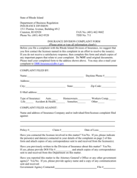 Insurance Division Complaint Form - Rhode Island, Page 2