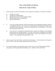 Statement of Conflict of Interest Pursuant to R.i. Gen. Laws 36-14-6 - Rhode Island, Page 2