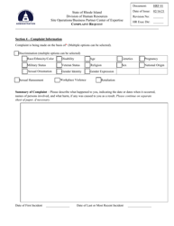 Form HRF01 Complaint Request - Rhode Island, Page 2