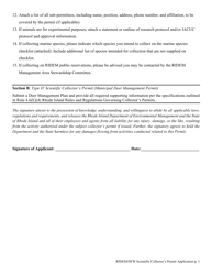 Application for Scientific Collector&#039;s Permit - Rhode Island, Page 3
