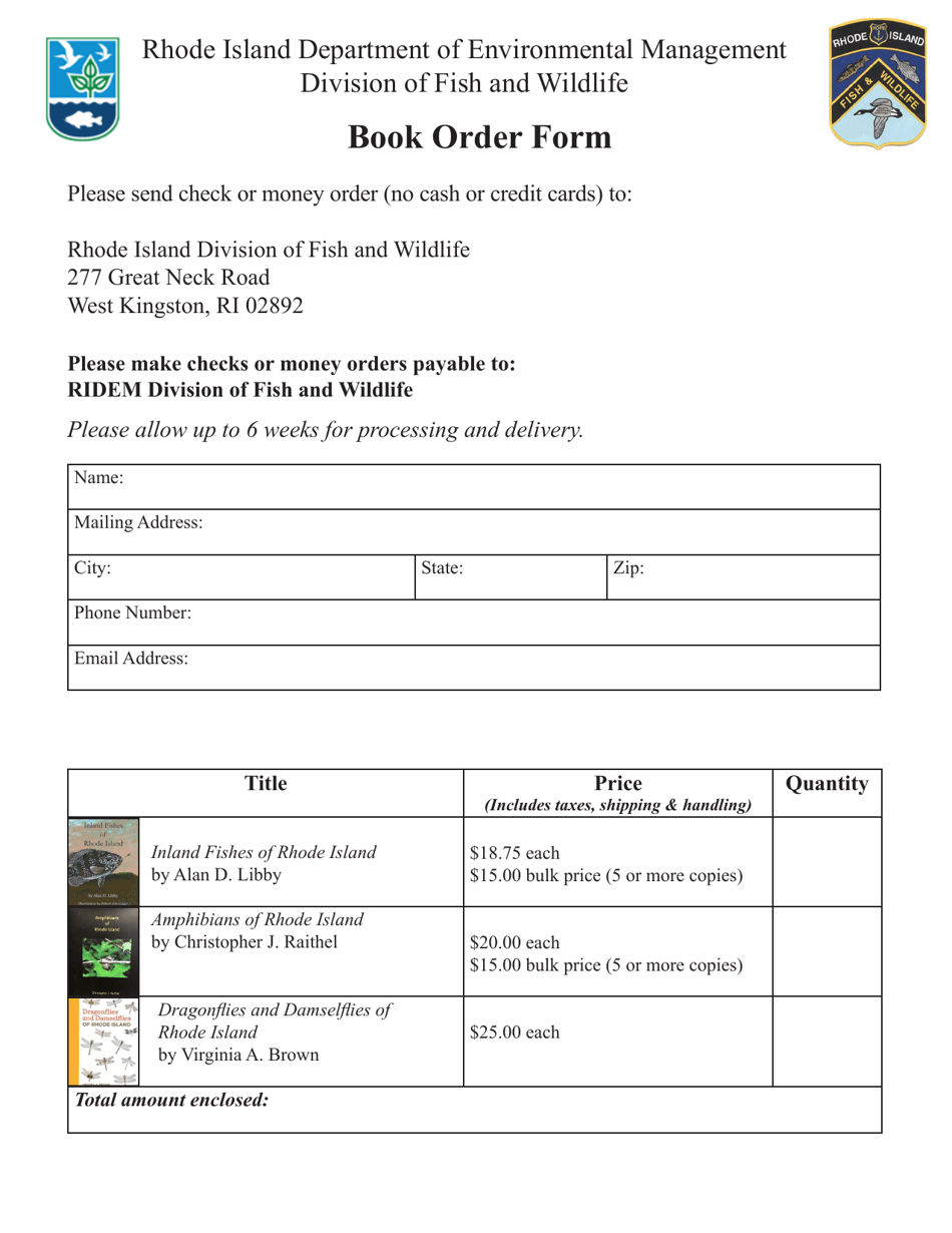 Book Order Form - Rhode Island, Page 1