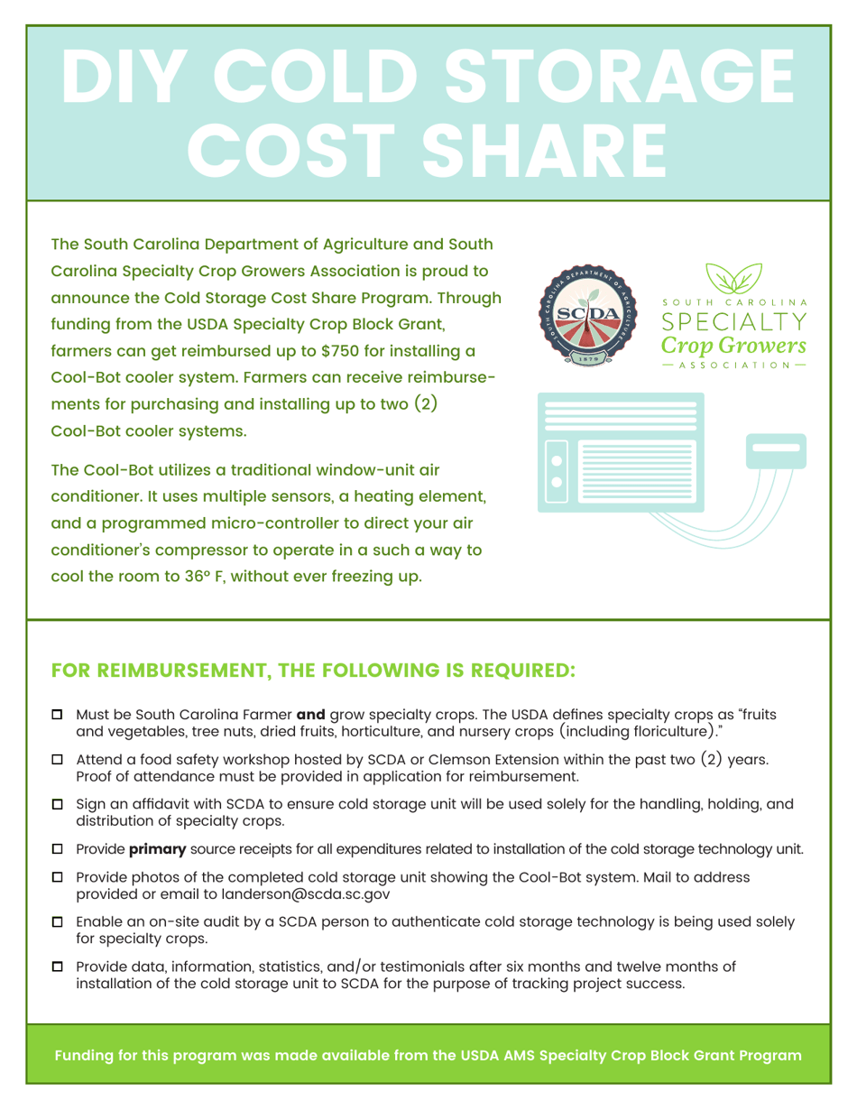 Diy Cold Storage Cost Share Application - South Carolina, Page 1