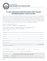Document preview: Organic Certification Cost Share Reimbursement Application - South Carolina