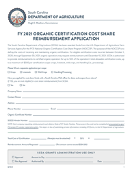 Organic Certification Cost Share Reimbursement Application - South Carolina