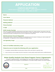 Water Quality Analysis Cost Share Program Application - South Carolina, Page 2