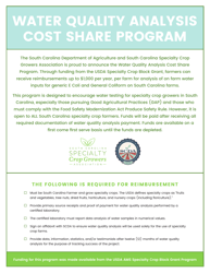 &quot;Water Quality Analysis Cost Share Program Application&quot; - South Carolina