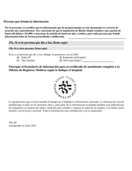 Formulario VR-1H Formulario De Informacion De Los Padres Para El Certificado De Nacimiento Del Nino(A) - Rhode Island (Spanish), Page 8