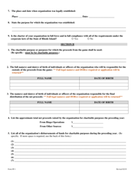 Form SP-1 Application to Conduct the Game of Bingo on a Weekly Basis - Rhode Island, Page 2