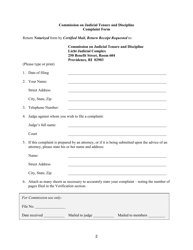 Commission on Judicial Tenure and Discipline Complaint Form - Rhode Island, Page 2