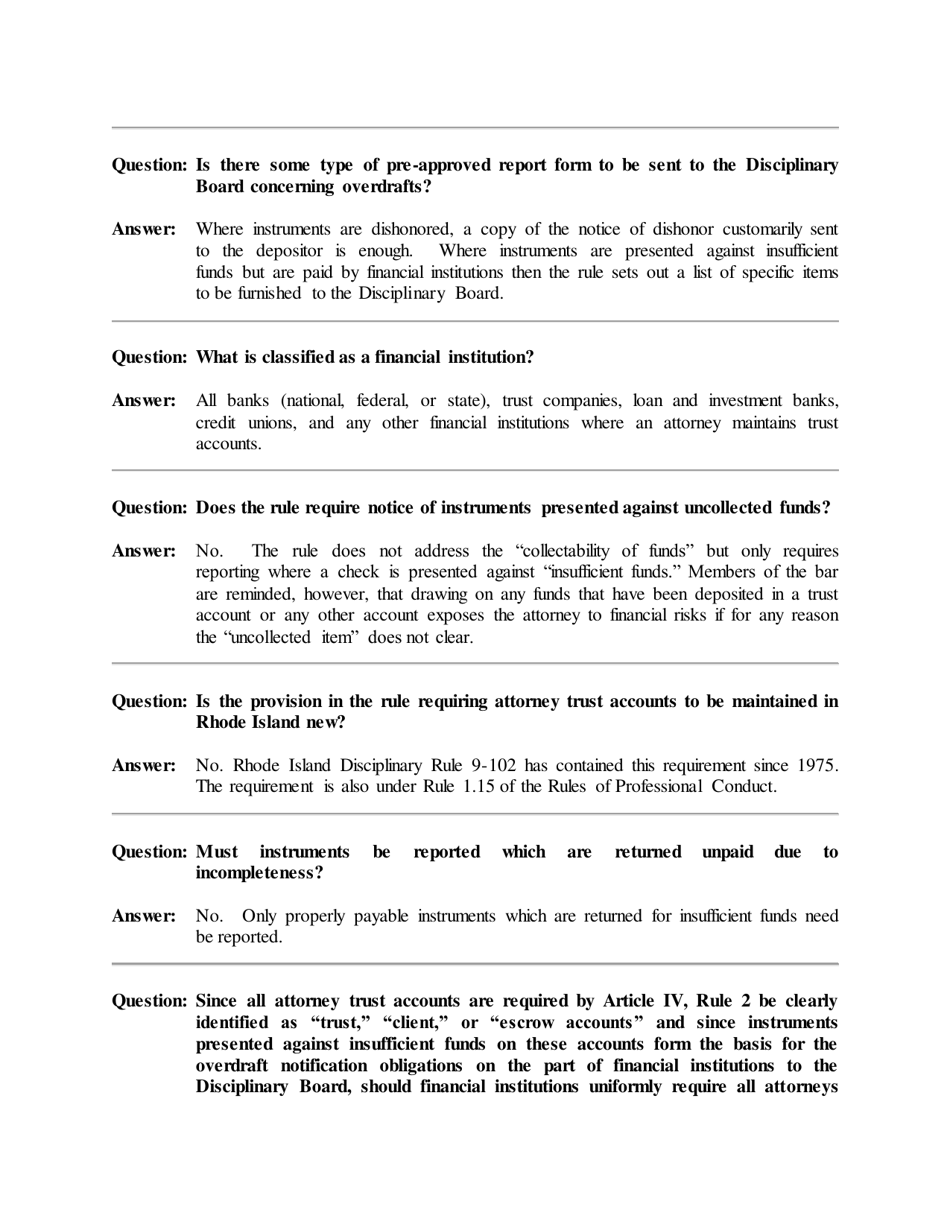 Form DISC-1 Trust Account Overdraft Notification Agreement for Financial Institutions - Article IV, Rule 2 - Rhode Island, Page 4