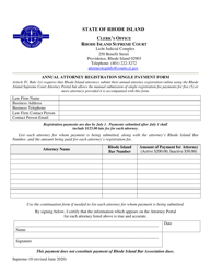 Form Supreme-10 &quot;Annual Attorney Registration Single Payment Form&quot; - Rhode Island