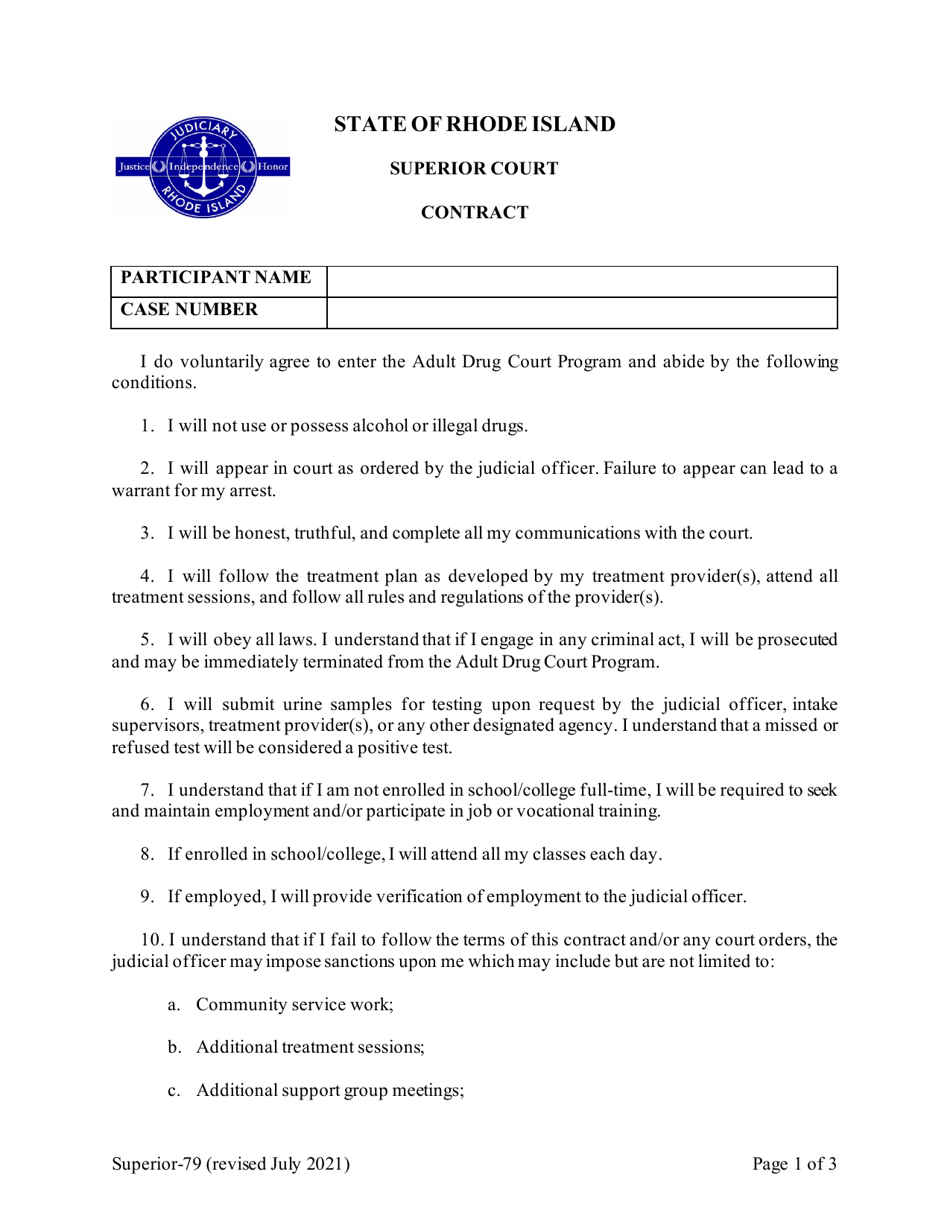 Form Superior-79 Contract - Rhode Island, Page 1