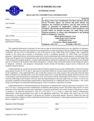 Document preview: Form Superior-81 Release of Confidential Information - Rhode Island