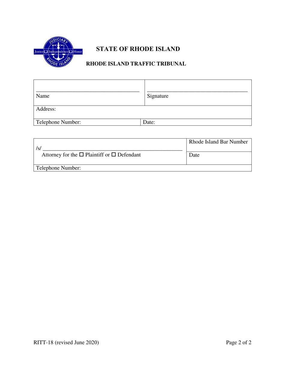 Form RITT-18 - Fill Out, Sign Online And Download Fillable PDF, Rhode ...