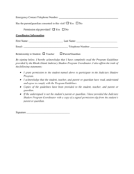 Rhode Island Judiciary Shadow Program Application Form - Rhode Island, Page 2