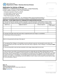Form 610 Application for Articles of Merger - Domestic or Foreign Business Corporation, Limited Partnership, Limited Liability Company or Non-profit Corporation - Rhode Island, Page 3