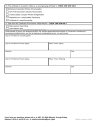Form 611 Application for Certificate of Conversion - Domestic Business Corporation, Non-profit Corporation, Limited Partnership, Limited Liability Partnership or Limited Liability Company - Rhode Island, Page 3