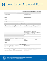 &quot;Food Label Approval Form&quot; - Rhode Island