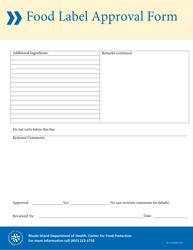 Food Label Approval Form - Rhode Island, Page 2