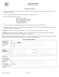 Application for Registration for Rtf Therapeutic X-Ray Equipment Facility - Rhode Island, Page 2