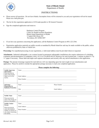 Application for Registration for Industrial Radiography Facility - Rhode Island, Page 2