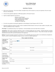 Application for Registration for Hrf Diagnostic X-Ray Equipment Facility - Rhode Island, Page 2
