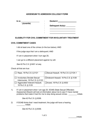 Document preview: Addendum to Admission Colloquy Form - Snyder County, Pennsylvania