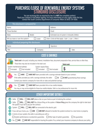 Purchase/Lease of Renewable Energy Systems Standard Disclosure - South Carolina