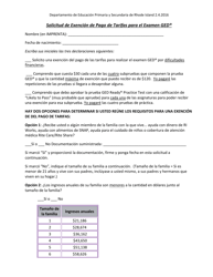 Solicitud De Exencion De Pago De Tarifas Para El Examen Ged - Rhode Island (Spanish)