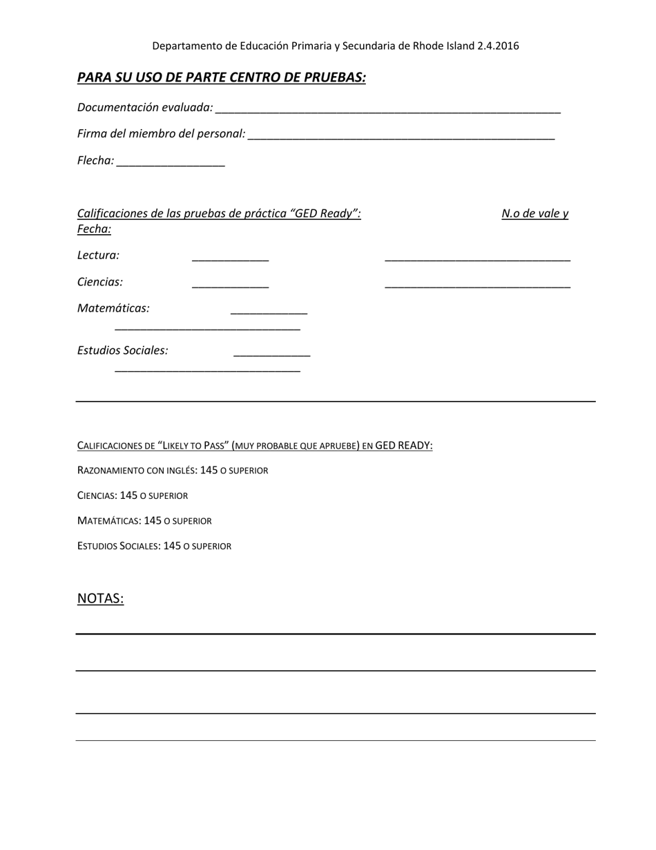 Solicitud De Exencion De Pago De Tarifas Para El Examen Ged - Rhode Island (Spanish), Page 3