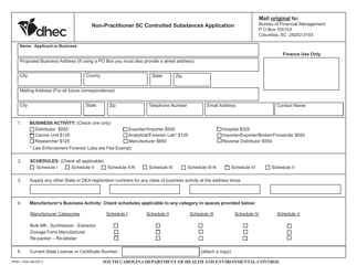 DHEC Form 1026 &quot;Non-practitioner Sc Controlled Substances Application&quot; - South Carolina