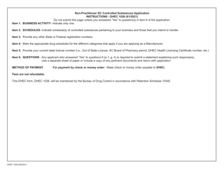 DHEC Form 1026 Non-practitioner Sc Controlled Substances Application - South Carolina, Page 4