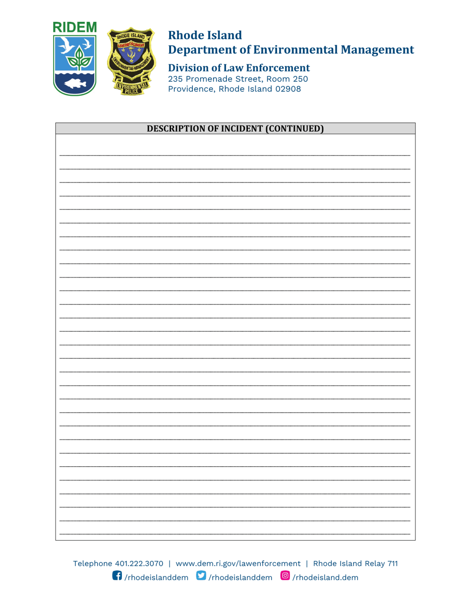 Rhode Island Environmental Police Public Feedback Form - Rhode Island, Page 3