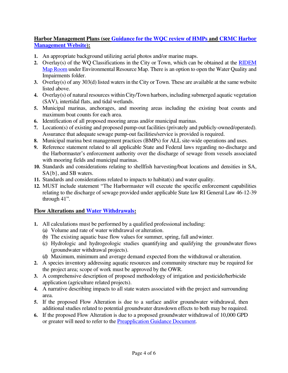 Instructions for Application for Stormwater Construction Permit and Water Quality Certification - Rhode Island, Page 4