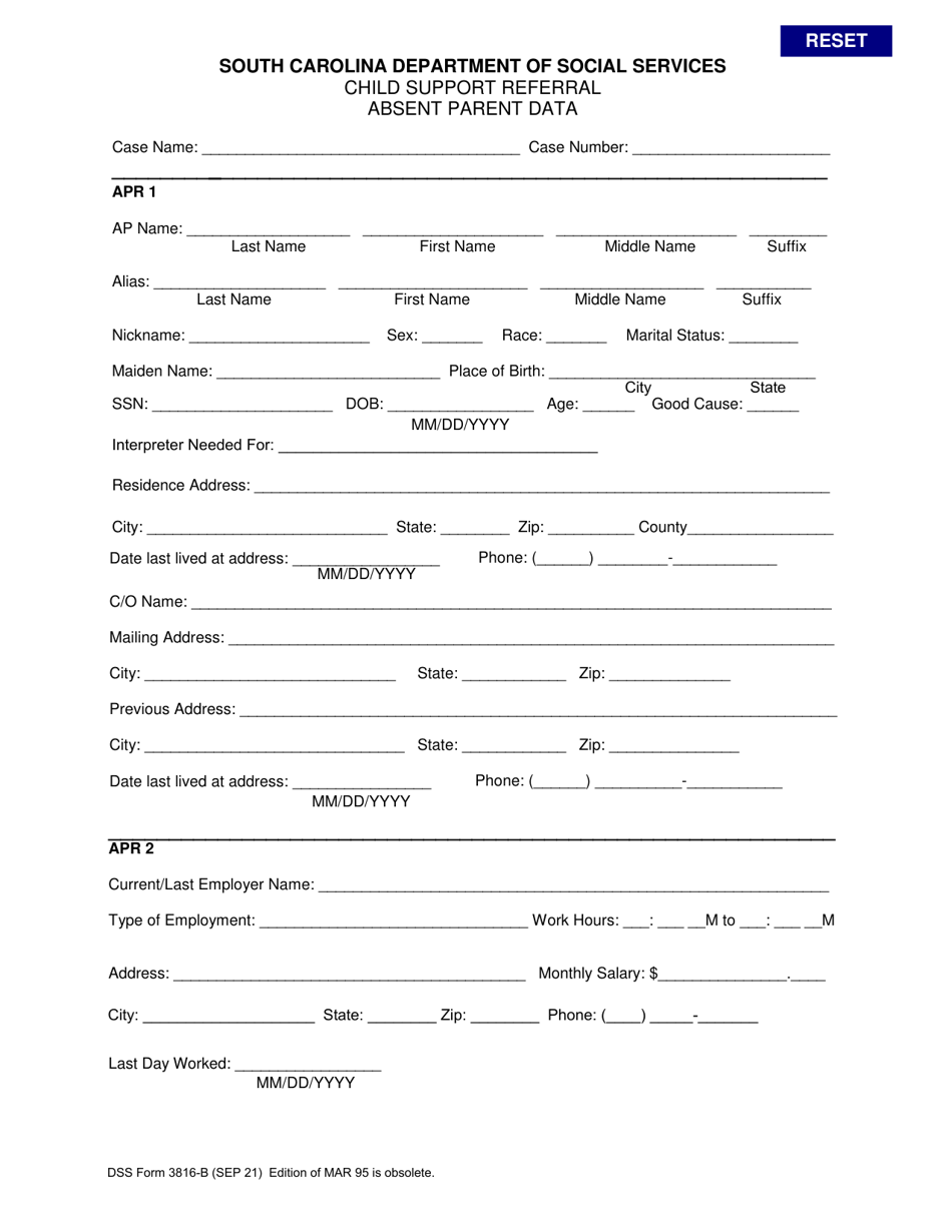 DSS Form 3816-B - Fill Out, Sign Online and Download Fillable PDF ...