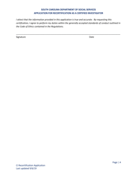 Application for Recertification as a Certified Investigator - South Carolina, Page 4