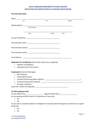 Document preview: Application for Certification as a Certified Investigator - South Carolina