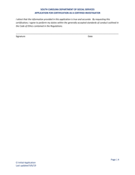 Application for Certification as a Certified Investigator - South Carolina, Page 4
