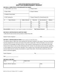 Document preview: DSS Form 30129 Adoption Reimbursement Request - South Carolina